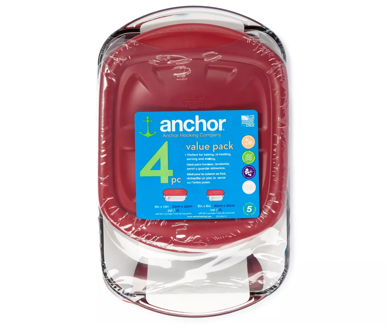 Value Pack Glass Bake Set With Lids, 4-Piece - Image 2