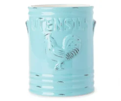 7" Teal Rooster Utensil Crock