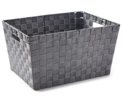 X-Large Gray Woven Strap Storage Bin
