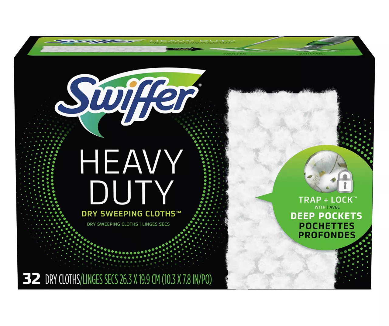 Swiffer Sweeper Heavy Duty Multi-Surface Dry Cloth Refills For Floor Sweeping And Cleaning, 32 Count