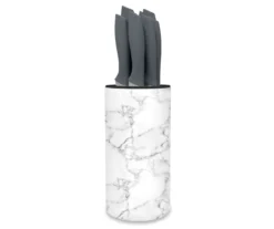 Marble Finish 9-Piece Steak Knife & Knife Block Set