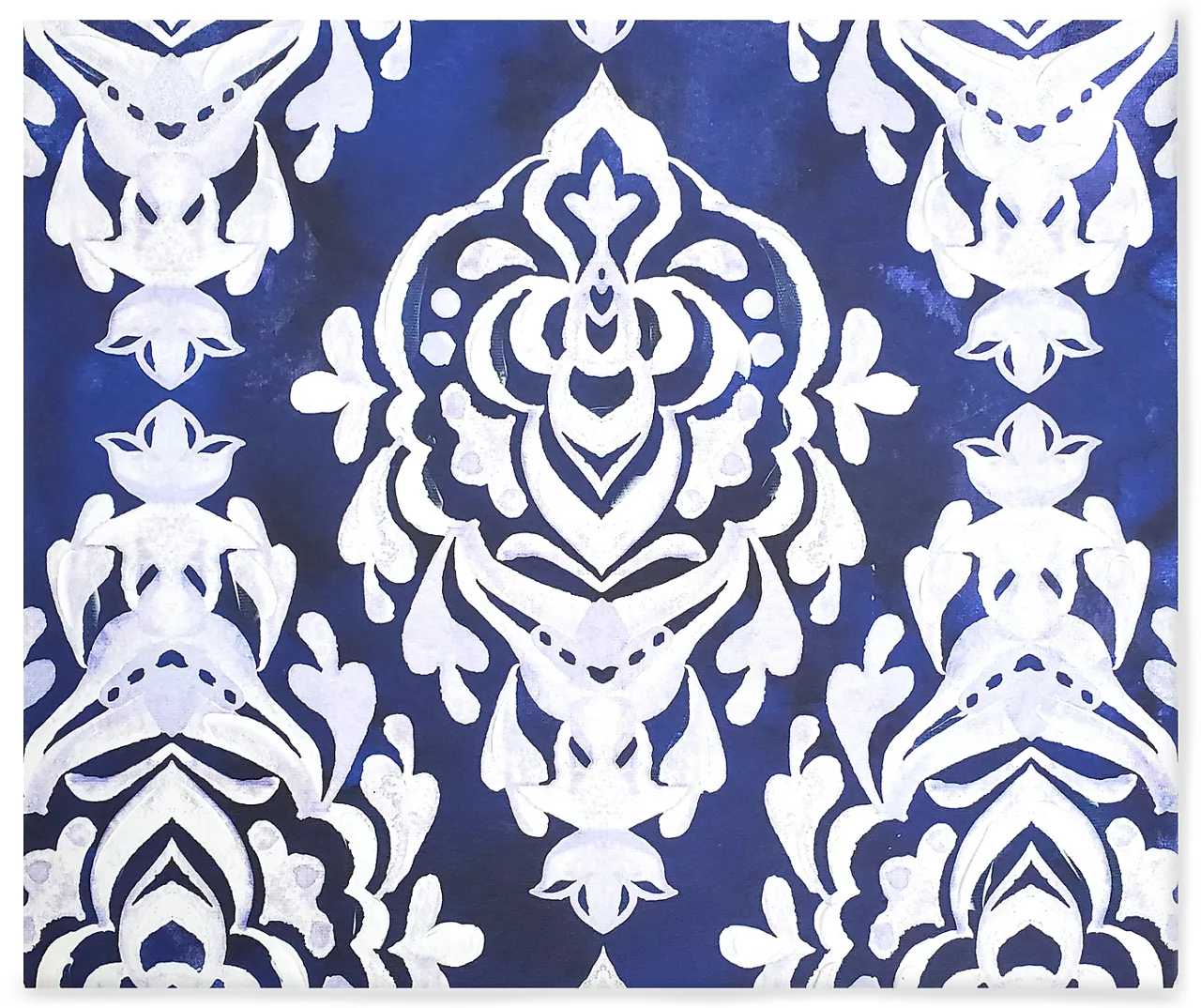 Indigo Damask Canvas
