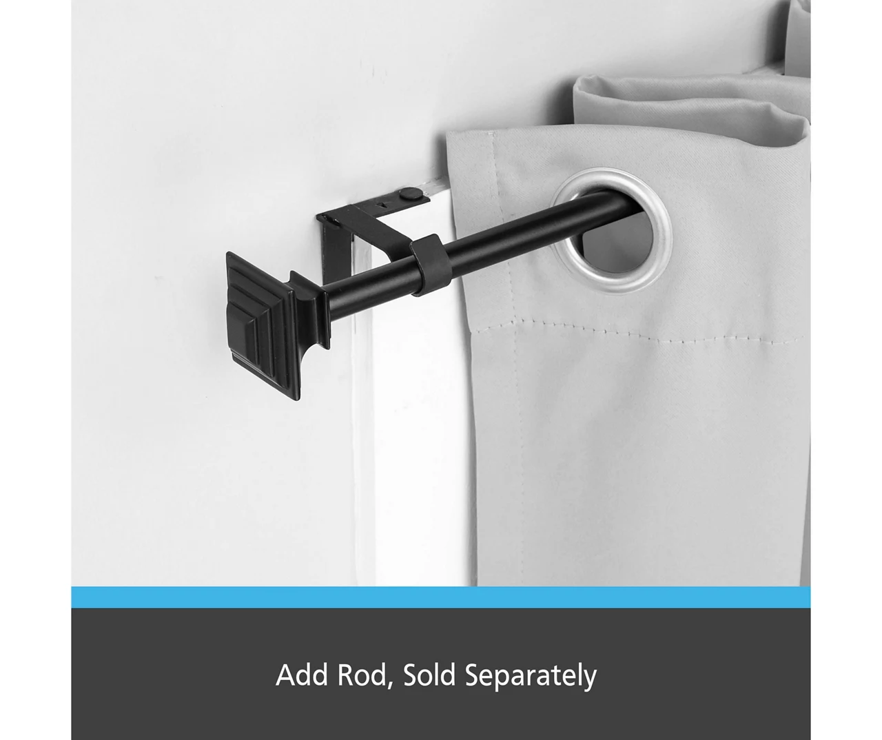 Matte Black Fast Fit No Measure Curtain Rod Brackets, 2-Pack - Image 7