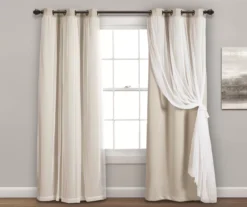 Lush Wheat Blackout Grommet Curtain Panel Pair With Sheer Overlay, (95")