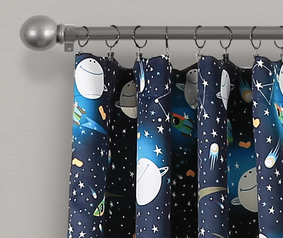Universe Navy Room-Darkening Rod Pocket Curtain Panel Pair, (84") - Image 2