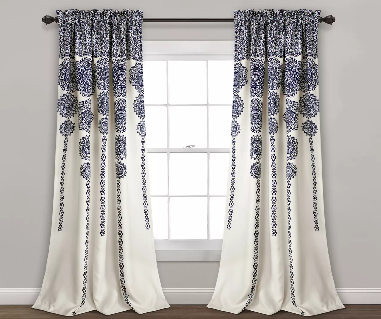 Stripe Medallion Room-Darkening Rod Pocket Curtain Panel Pair - Image 5