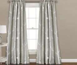 Bird On The Tree Gray Room-Darkening Rod Pocket Curtain Panel Pair, (84")