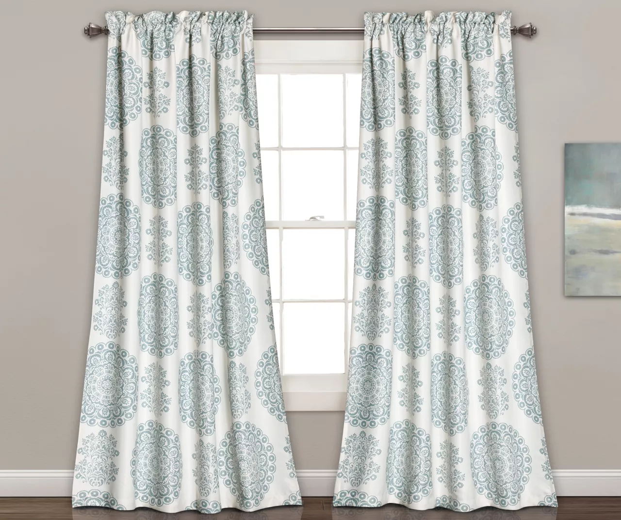 Evelyn Medallion Room-Darkening Rod Pocket Curtain Panel Pair - Image 5
