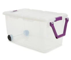 160-Quart Clear Wheeled Latch Storage Tote With Handle