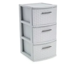 Gray Weave 3-Drawer Storage Cart