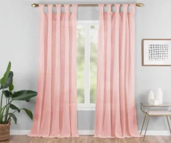Priya Pink Semi-Sheer Tab Top Curtain Panel, (95")