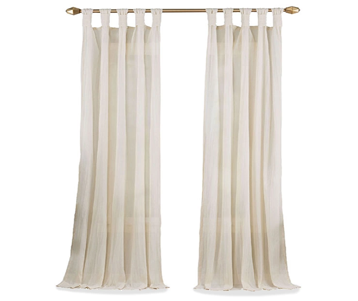 Priya Natural Semi-Sheer Tab Top Curtain Panel, (84") - Image 4