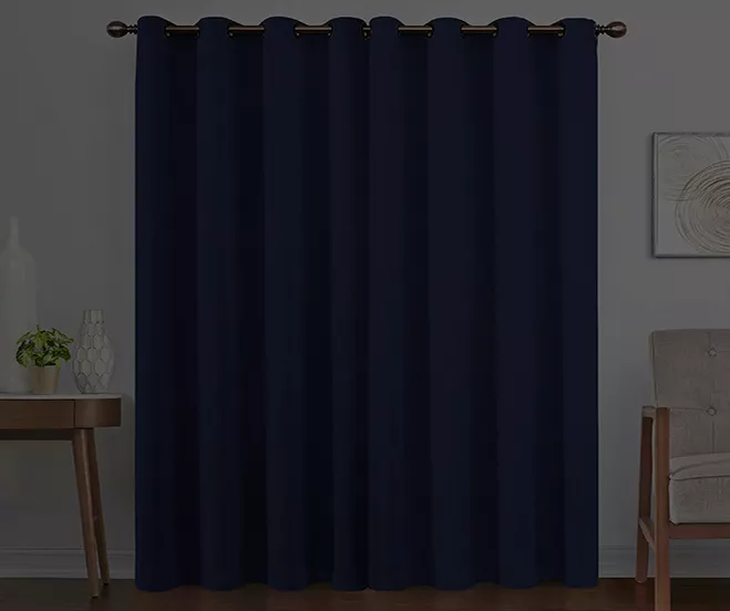 Round & Round Navy Blackout Grommet Curtain Panel, (108") - Image 6