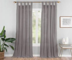 Priya Gray Semi-Sheer Tab Top Curtain Panel, (95")