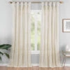 Priya Natural Semi-Sheer Tab Top Curtain Panel, (63")