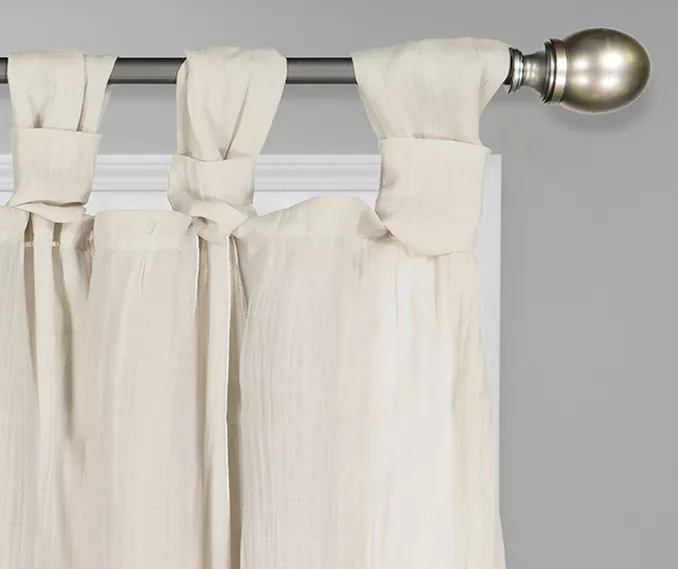 Priya Natural Semi-Sheer Tab Top Curtain Panel, (63") - Image 2