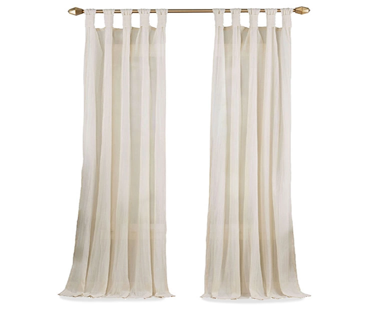 Priya Natural Semi-Sheer Tab Top Curtain Panel, (63") - Image 4