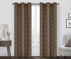 Hazel Geo Toffee Blackout Grommet Curtain Panel, (84")