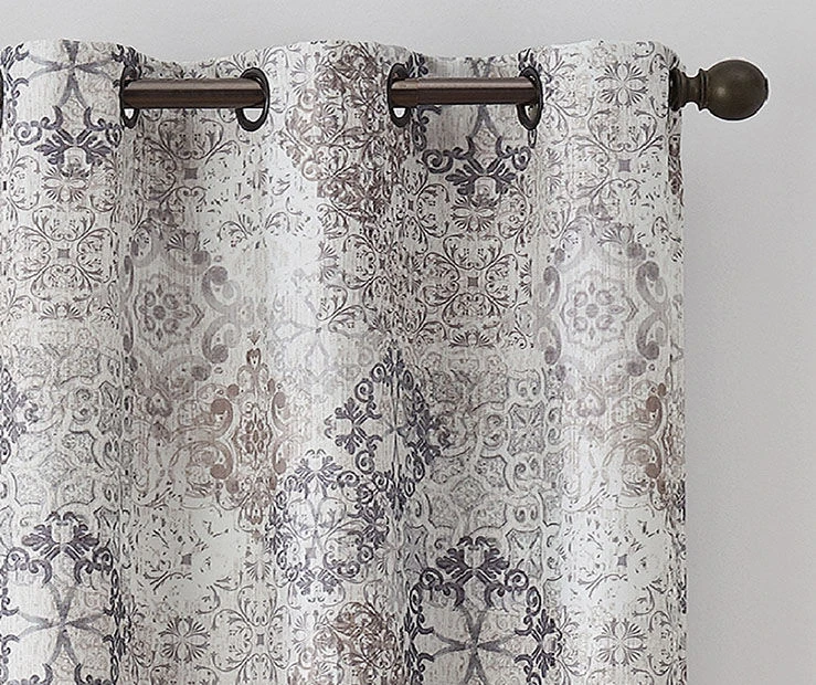 Martina Medallion Taupe Blackout Grommet Curtain Panel, (95") - Image 2
