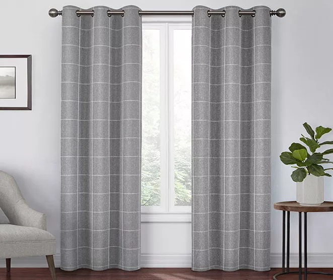 Peconic Gray Blackout Grommet Curtain Panel, (63")