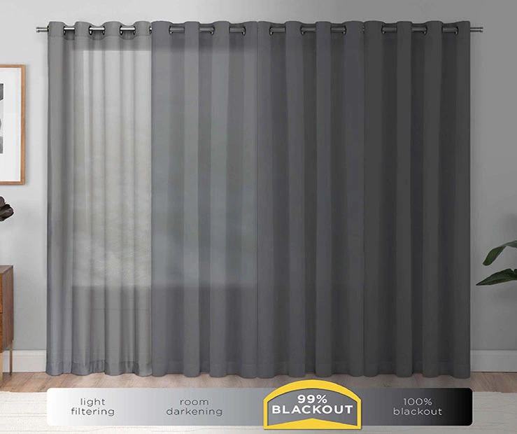 Peconic Gray Blackout Grommet Curtain Panel, (63") - Image 8