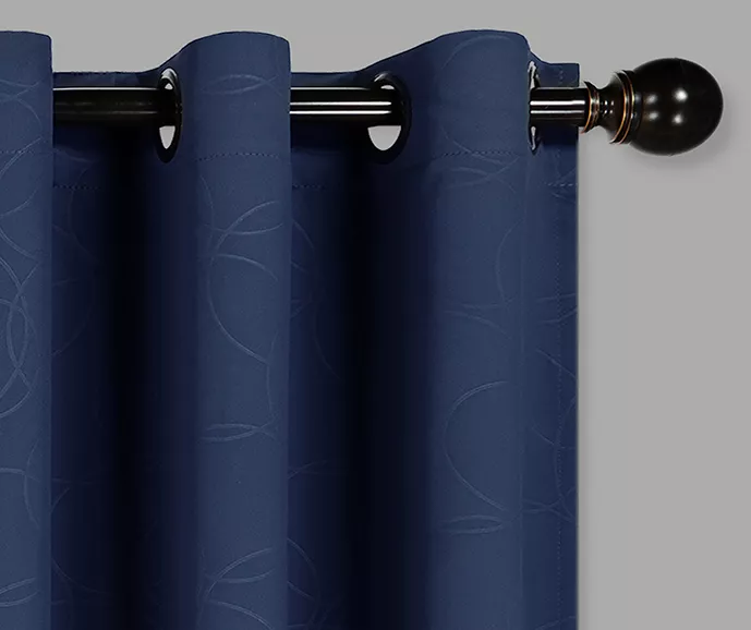Round & Round Navy Blackout Grommet Curtain Panel, (84") - Image 2