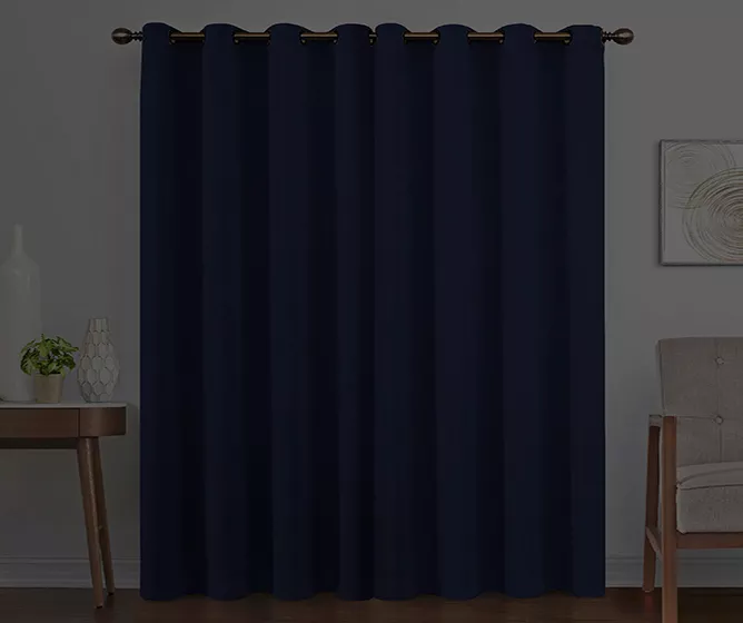 Round & Round Navy Blackout Grommet Curtain Panel, (84") - Image 6