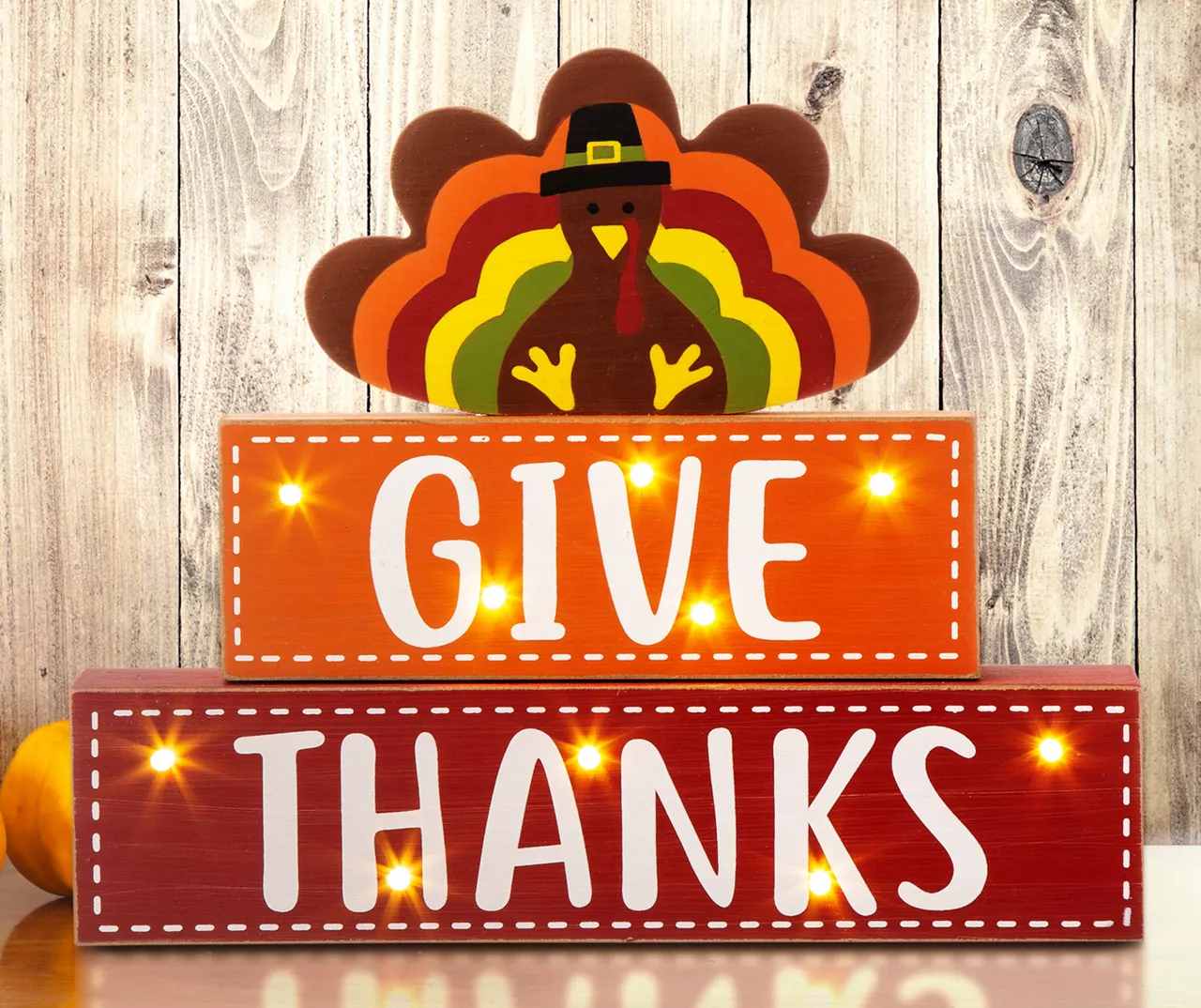 "Give Thanks" LED Block Tabletop Decor - Image 2