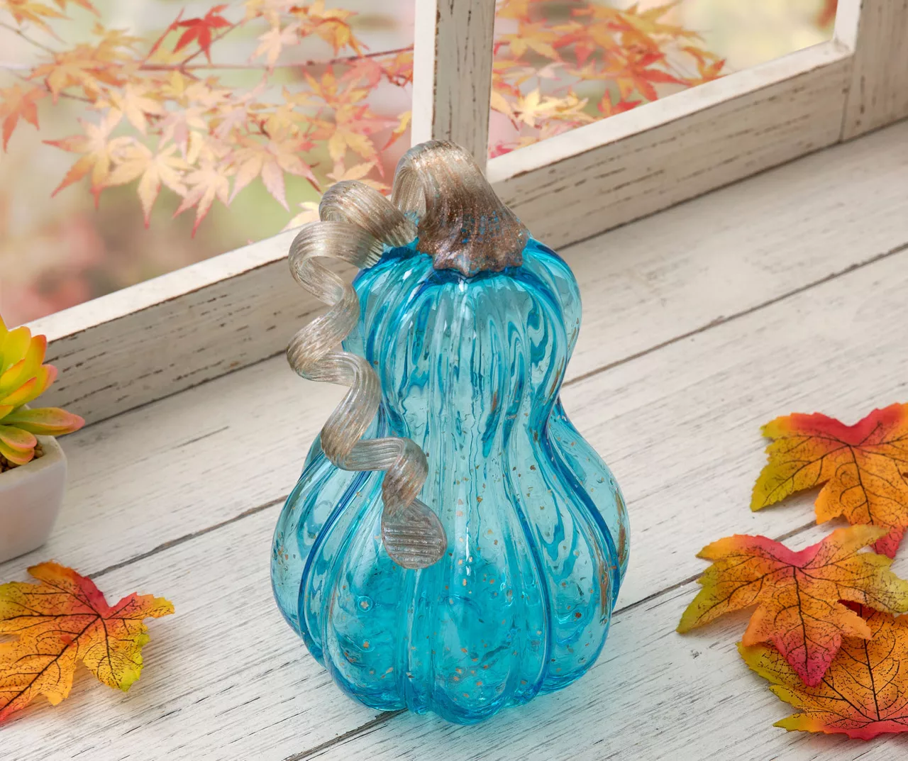 Blue Speckled Glass Gourd - Image 2