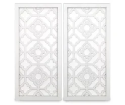 White Carved Wood 2-Piece Panel Set