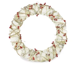18" Burlap & Berry Light-Up Wreath