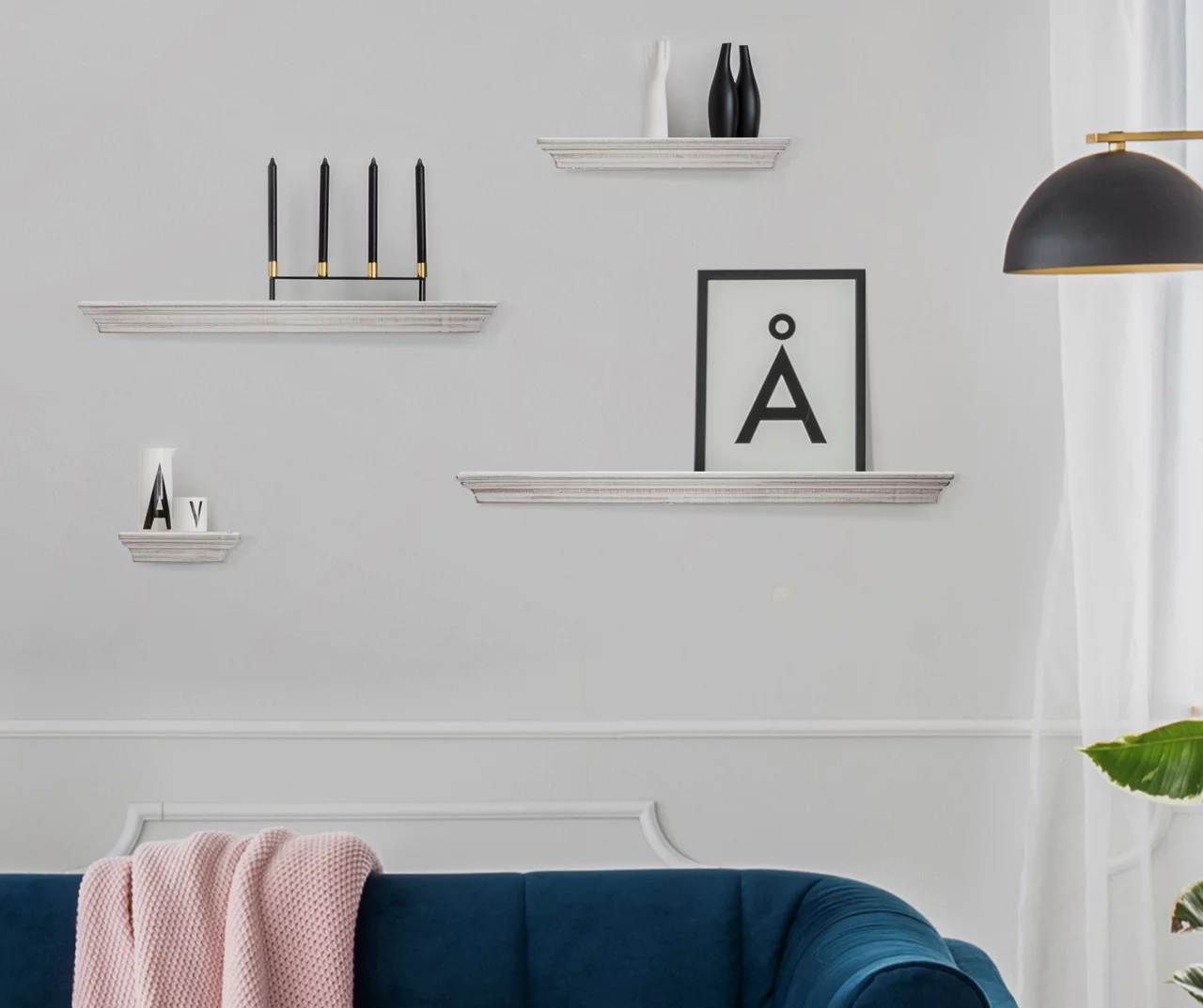 White Crown Molding 4-Piece Floating Shelves Set - Image 2