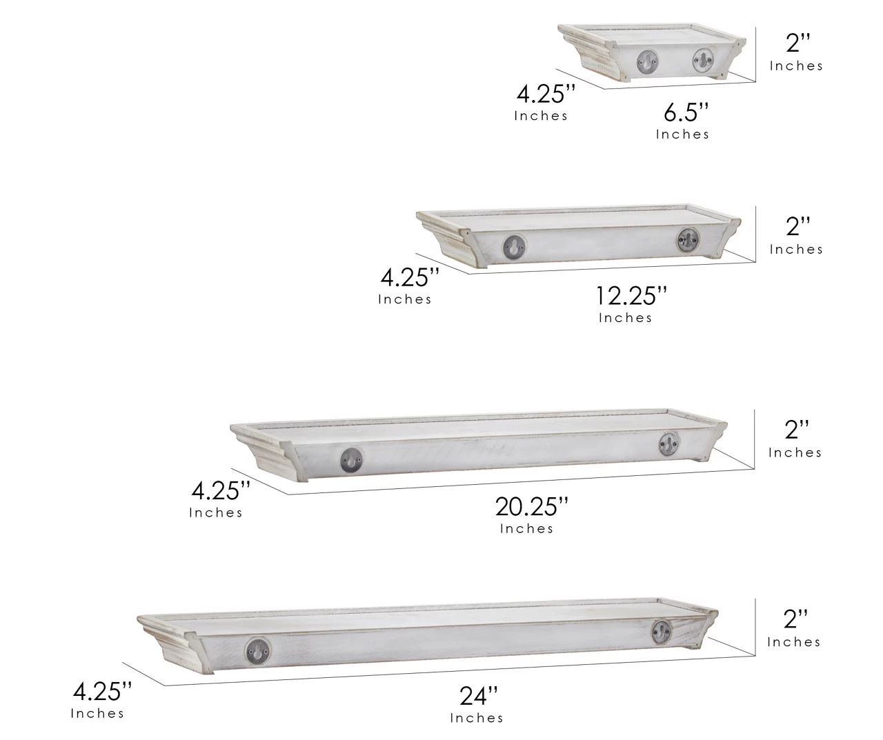 White Crown Molding 4-Piece Floating Shelves Set - Image 6