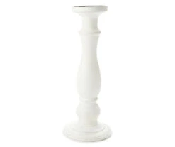 White Wood Pillar Candle Holder, (18")