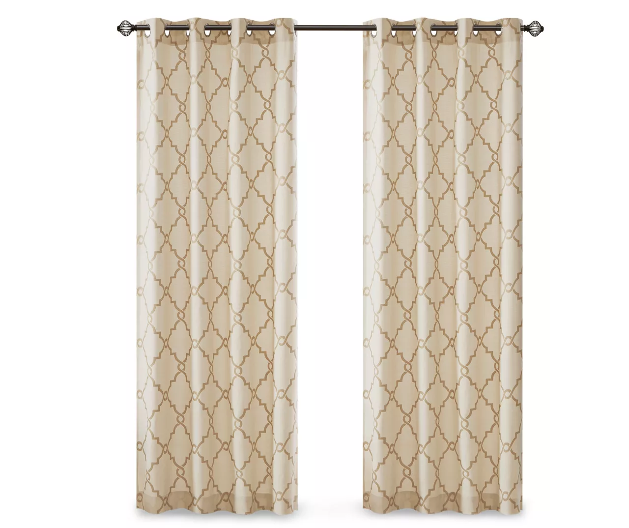 Sereno Fretwork Beige & Gold Light-Filtering Grommet Curtain Panel, (84") - Image 12