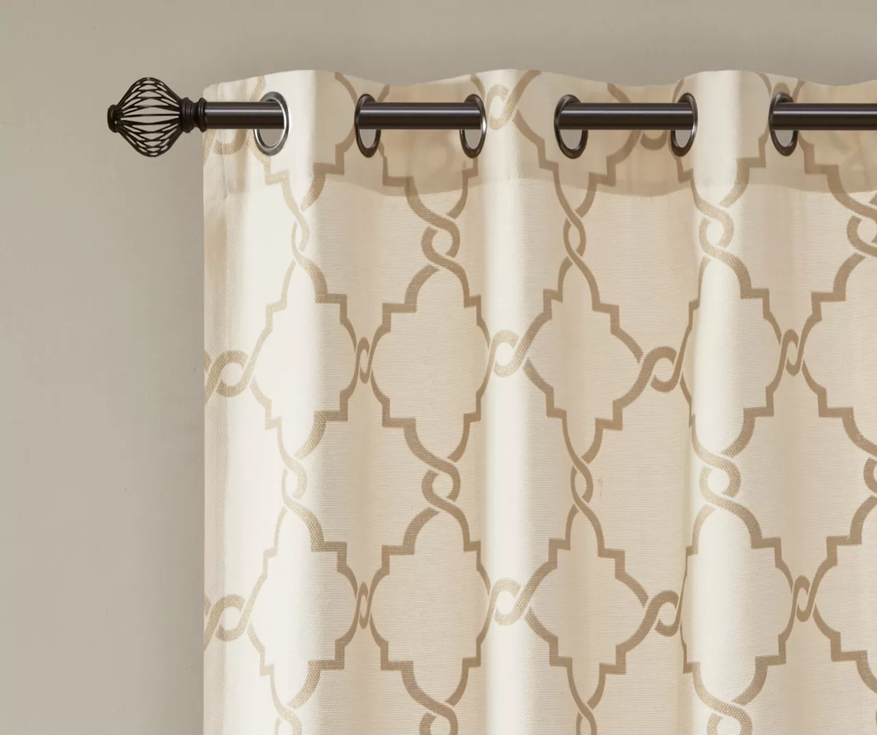 Sereno Fretwork Beige & Gold Light-Filtering Grommet Curtain Panel, (95") - Image 4