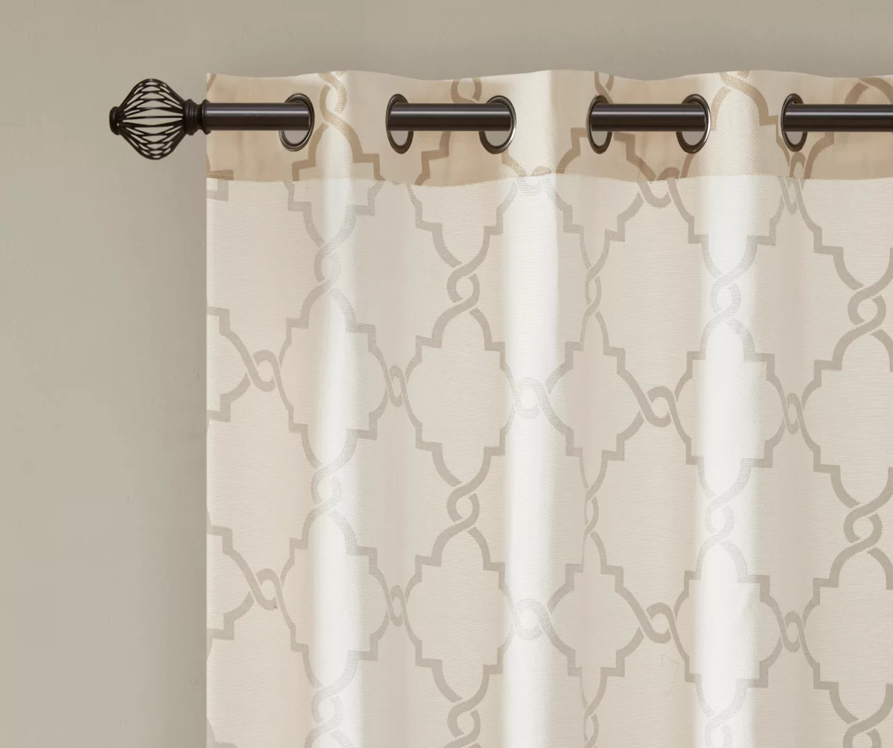 Sereno Fretwork Beige & Gold Light-Filtering Grommet Curtain Panel, (84") - Image 5