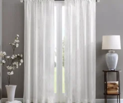 Clarissa Diamond White Sheer Rod Pocket Curtain Panel, (95")