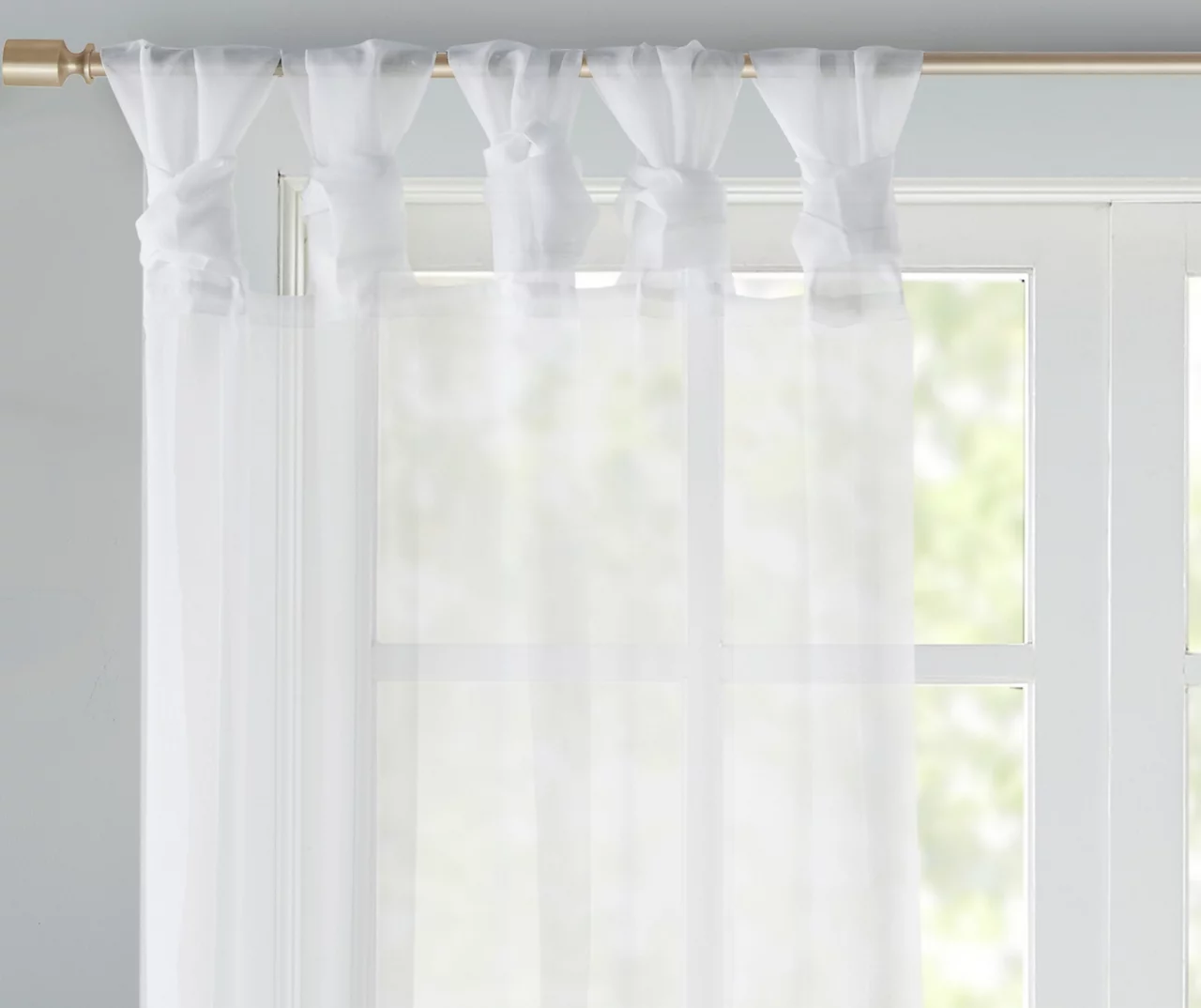 Persis White Voile Sheer Twisted Tab Curtain Panel Pair, (63") - Image 3
