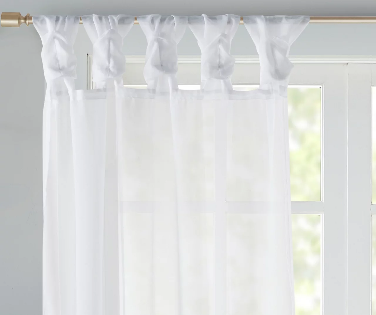 Persis White Voile Sheer Twisted Tab Curtain Panel Pair, (63") - Image 4