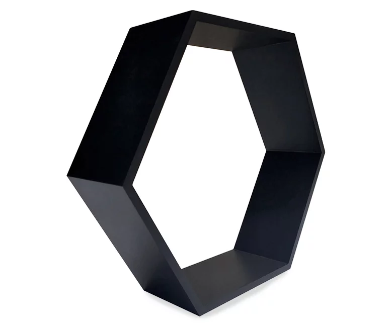 Black Hexagon 2-Piece Wall Shelf Set - Image 3