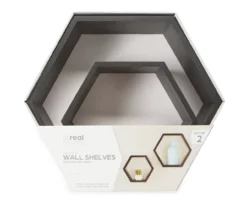 Black Hexagon 2-Piece Wall Shelf Set