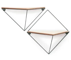 Black & Brown Triangle Diamond 2-Piece Wall Shelf Set