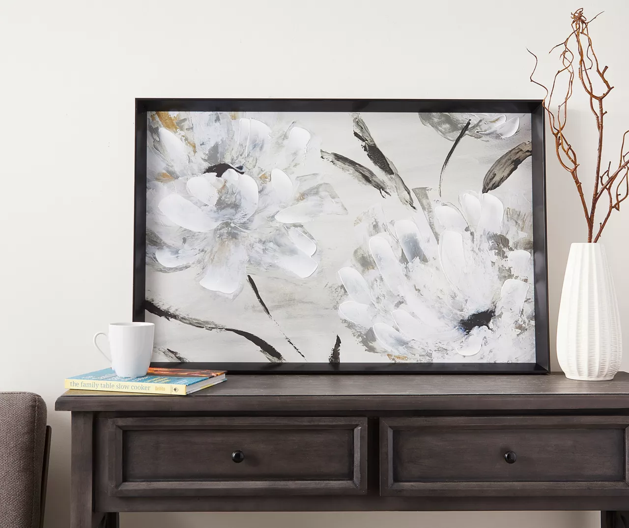 Gray Floral Framed Canvas - Image 3