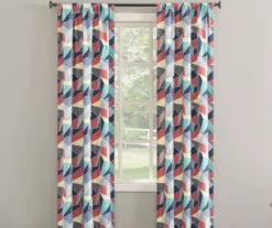 Turquoise Fraction Print Ashby Blackout Rod Pocket Curtain Panel, (84")