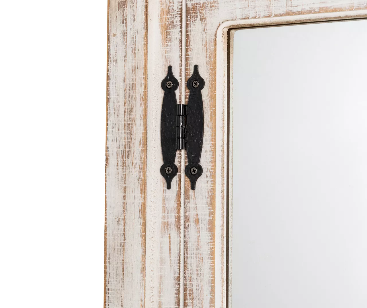 Brown Whitewash Windowpane Farmhouse Wall Mirror, (31.5") - Image 8