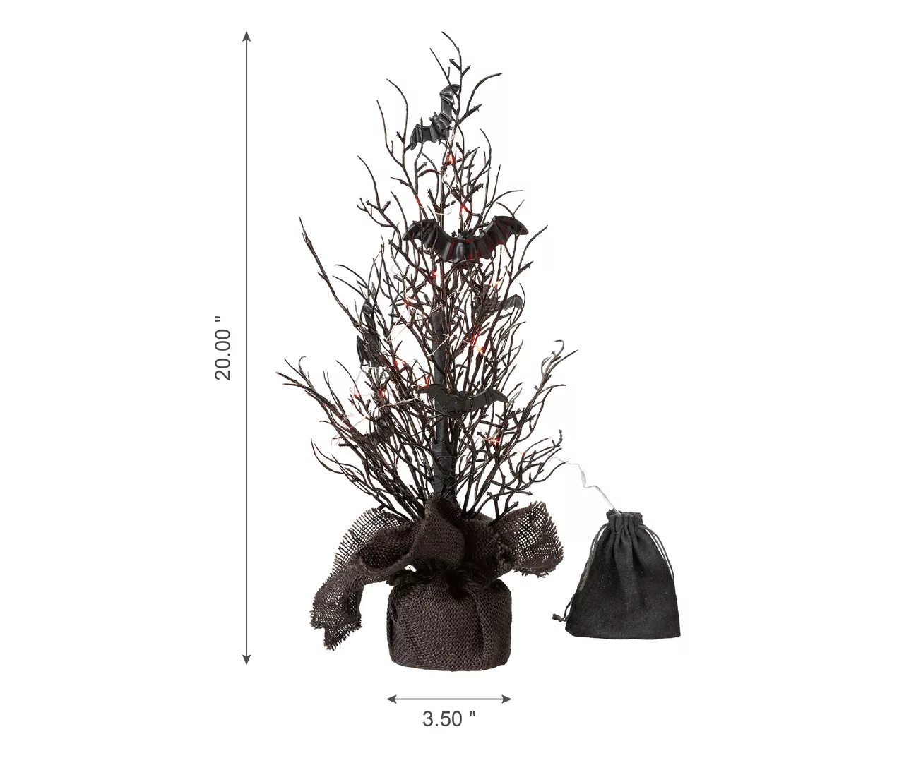20" LED Bats Mini Halloween Tabletop Tree - Image 6