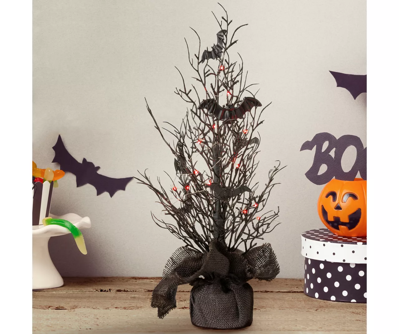 20" LED Bats Mini Halloween Tabletop Tree - Image 7