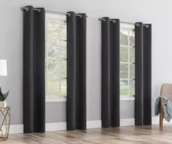 Baylor Charcoal Room-Darkening Grommet 4-Piece Curtain Panel Set, (84")