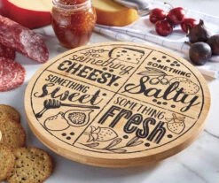 "Something Cheesy" Bamboo Lazy Susan Charcuterie Board, (10")